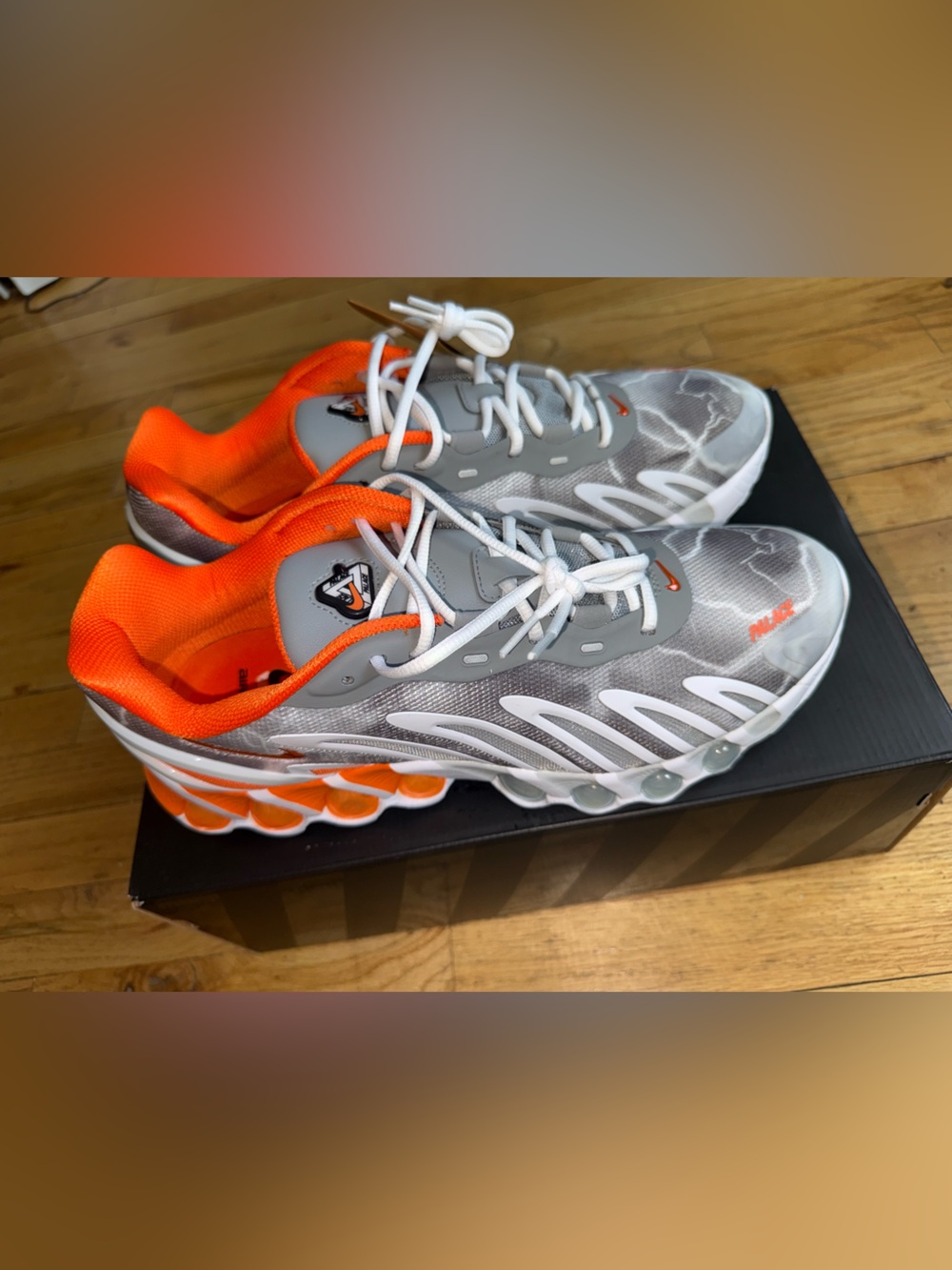 Nike Men’s Grey and Bright Orange Running Sneakers